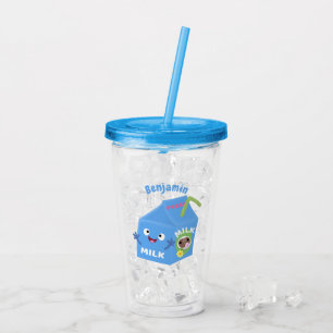 Cute happy milk carton character cartoon acrylic tumbler