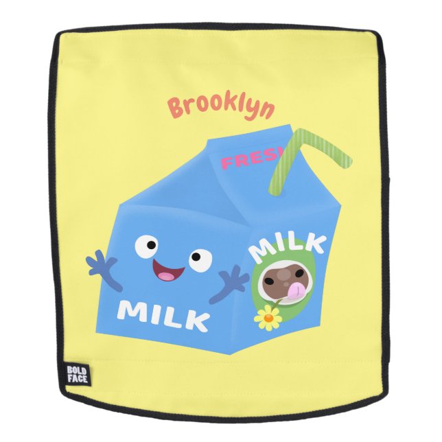 Cute happy milk carton character cartoon backpack (Removable Face)