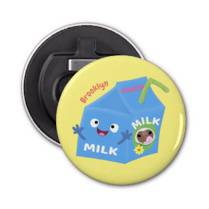 Cute happy milk carton character cartoon bottle opener