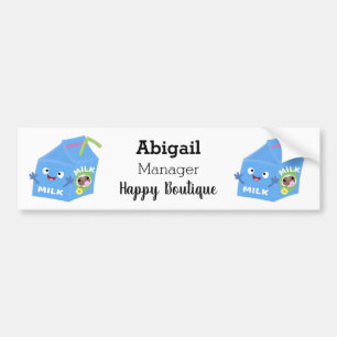 Cute happy milk carton character cartoon  bumper sticker