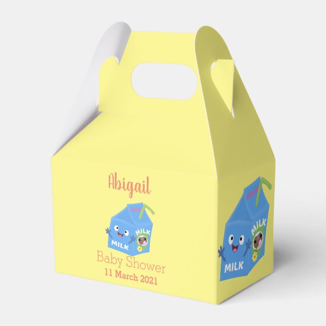 Cute happy milk carton character cartoon favour box (Front Side)