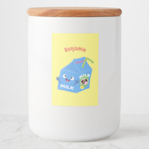 Cute happy milk carton character cartoon food label