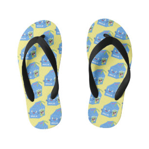 Cute happy milk carton character cartoon kid's flip flops