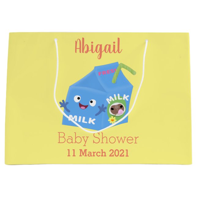 Cute happy milk carton character cartoon large gift bag (Front)