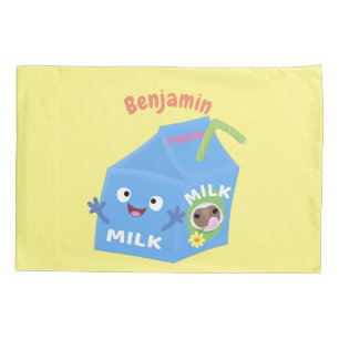 Cute happy milk carton character cartoon pillowcase