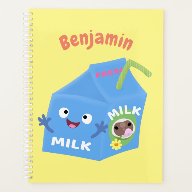 Cute happy milk carton character cartoon planner (Front)