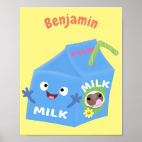 Cute happy milk carton character cartoon