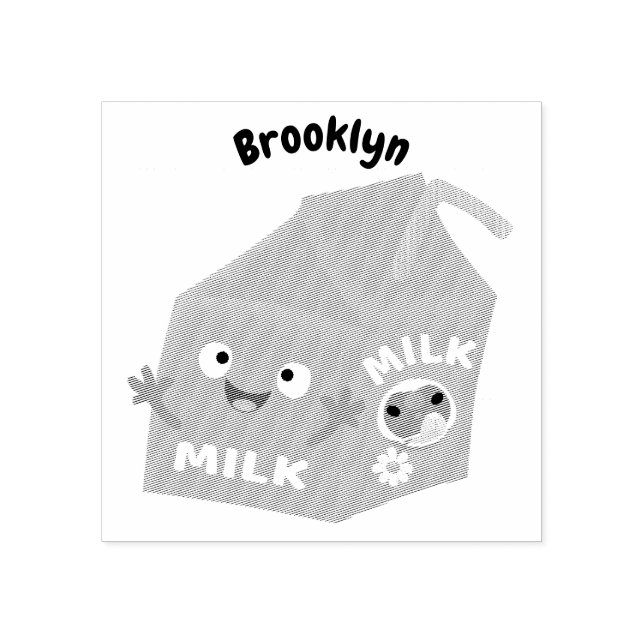 Cute happy milk carton character cartoon rubber st rubber stamp (Imprint)