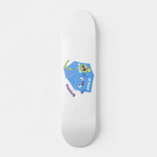 Cute happy milk carton character cartoon skateboard