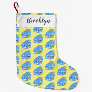 Cute happy milk carton character cartoon small christmas stocking