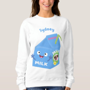 Cute happy milk carton character cartoon sweatshirt