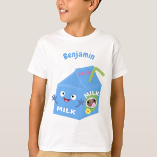 Cute happy milk carton character cartoon T-Shirt