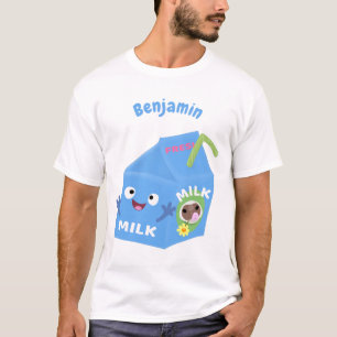 Cute happy milk carton character cartoon T-Shirt