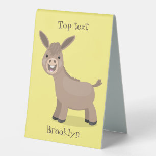 Cute happy miniature donkey cartoon illustration