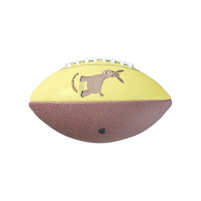 Cute happy miniature donkey cartoon illustration american football (Rotated 270)