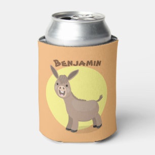 Cute happy miniature donkey cartoon illustration can cooler