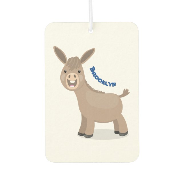 Cute happy miniature donkey cartoon illustration car air freshener (Front)