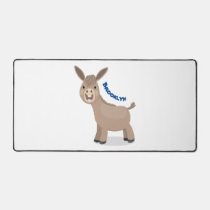 Cute happy miniature donkey cartoon illustration desk mat