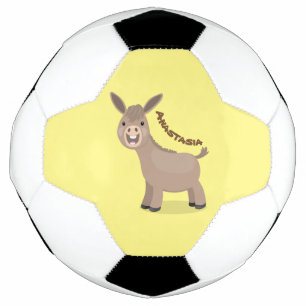 Cute happy miniature donkey cartoon illustration football