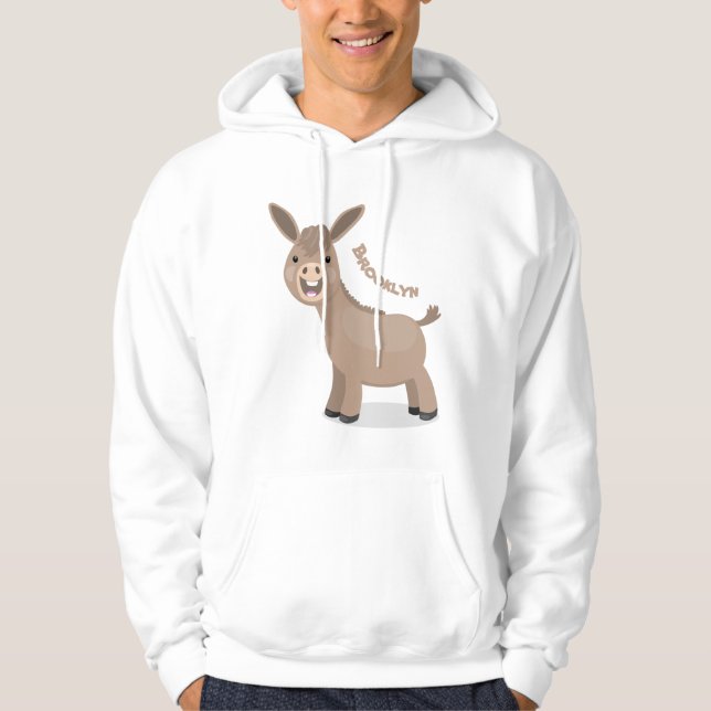 Cute happy miniature donkey cartoon illustration hoodie (Front)