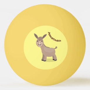 Cute happy miniature donkey cartoon illustration ping pong ball