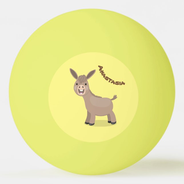 Cute happy miniature donkey cartoon illustration ping pong ball (Front)