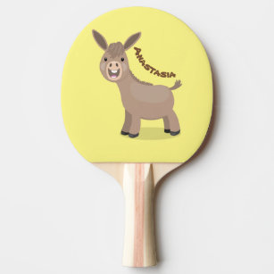 Cute happy miniature donkey cartoon illustration ping pong paddle