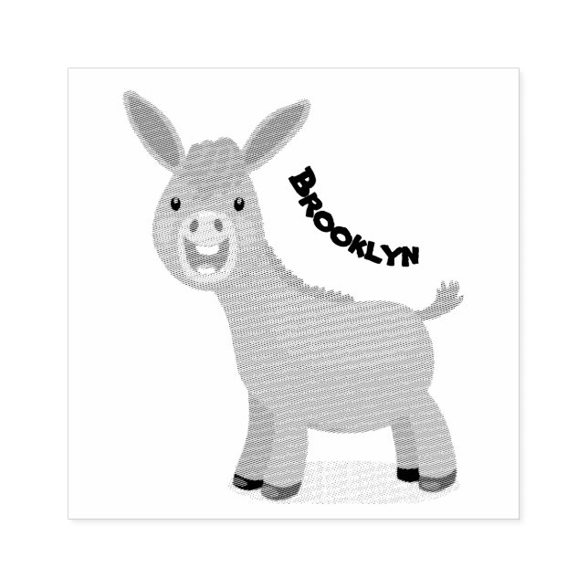 Cute happy miniature donkey cartoon illustration rubber stamp (Imprint)