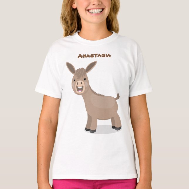 Cute happy miniature donkey cartoon illustration T-Shirt (Front)