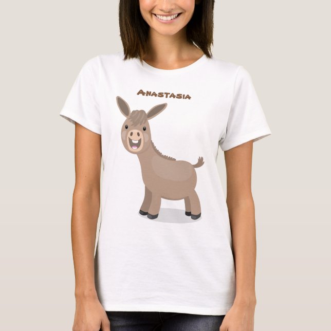 Cute happy miniature donkey cartoon illustration T-Shirt (Front)