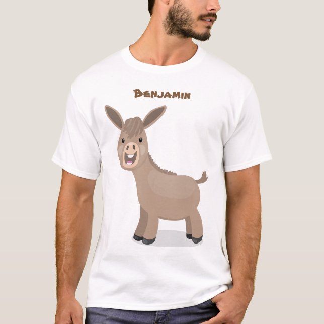 Cute happy miniature donkey cartoon illustration T-Shirt (Front)