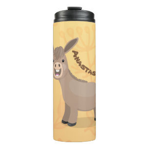 Cute happy miniature donkey cartoon illustration thermal tumbler
