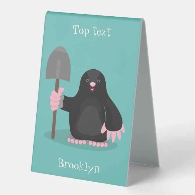 Cute happy mole cartoon illustration (Front)