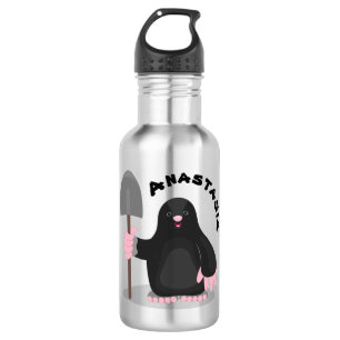Cute happy mole cartoon illustration 532 ml water bottle