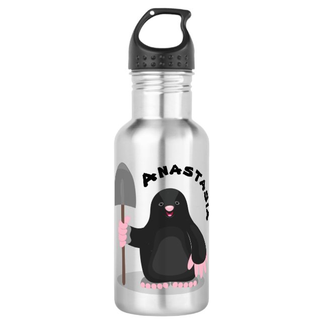 Cute happy mole cartoon illustration 532 ml water bottle (Front)