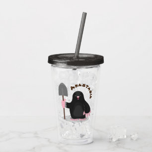Cute happy mole cartoon illustration acrylic tumbler