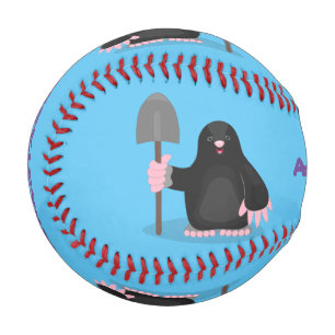 Cute happy mole cartoon illustration baseball