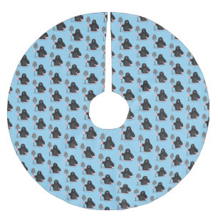Cute happy mole cartoon illustration brushed polyester tree skirt