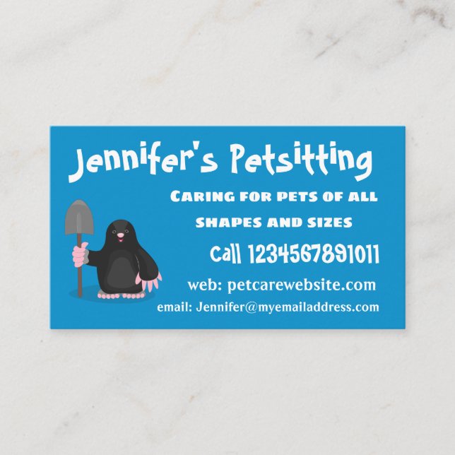 Cute happy mole cartoon illustration business card (Front)