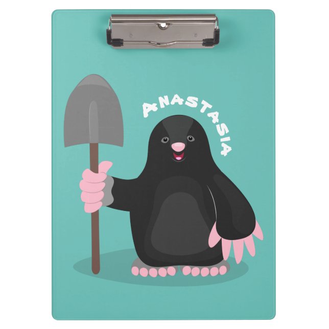 Cute happy mole cartoon illustration clipboard (Front)