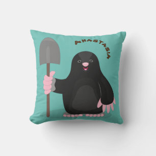 Cute happy mole cartoon illustration cushion
