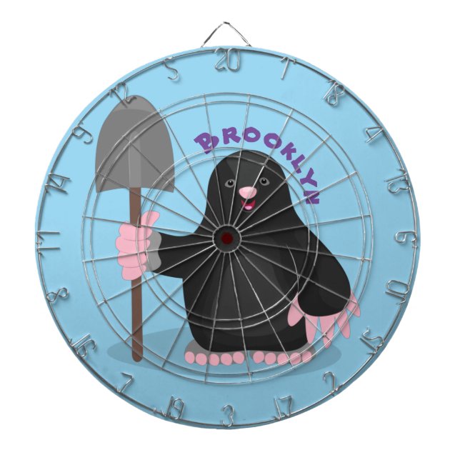 Cute happy mole cartoon illustration dartboard (Front)