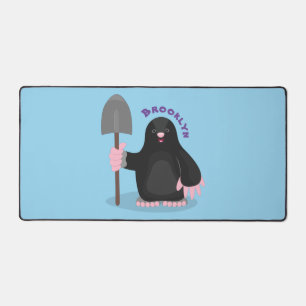 Cute happy mole cartoon illustration desk mat