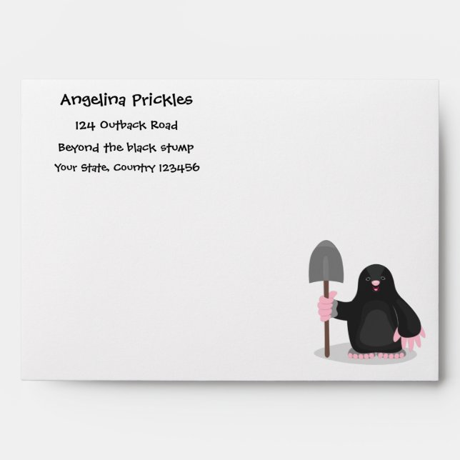Cute happy mole cartoon illustration envelope (Front)