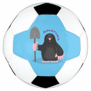 Cute happy mole cartoon illustration football