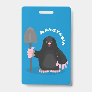 Cute happy mole cartoon illustration ID badge