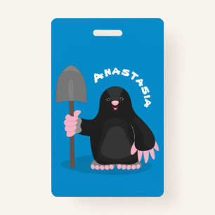 Cute happy mole cartoon illustration ID badge