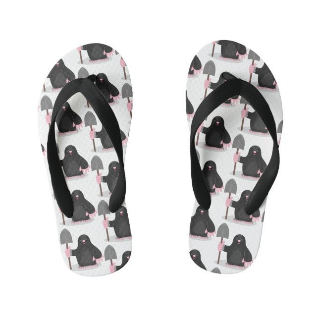 Cute happy mole cartoon illustration kid's flip flops (Footbed)