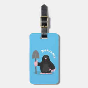 Cute happy mole cartoon illustration luggage tag