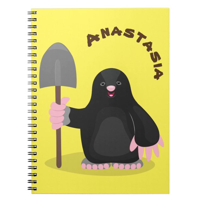 Cute happy mole cartoon illustration notebook (Front)
